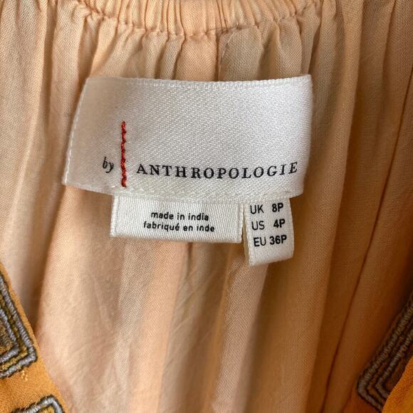 Anthropologie Calida Maxi Dress Size 4P Dark Yellow Print Festival Boho Vacation - Picture 10 of 14